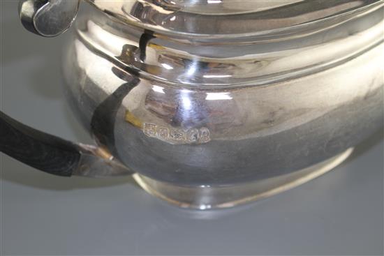 A modern silver teapot, Poston Products Ltd, Sheffield, 1977, gross weight, 25.5 oz.